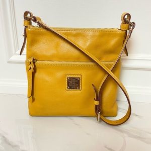 # 30 Dooney & Bourke letter carrier handbag, smooth grain leather, marigold, EUC